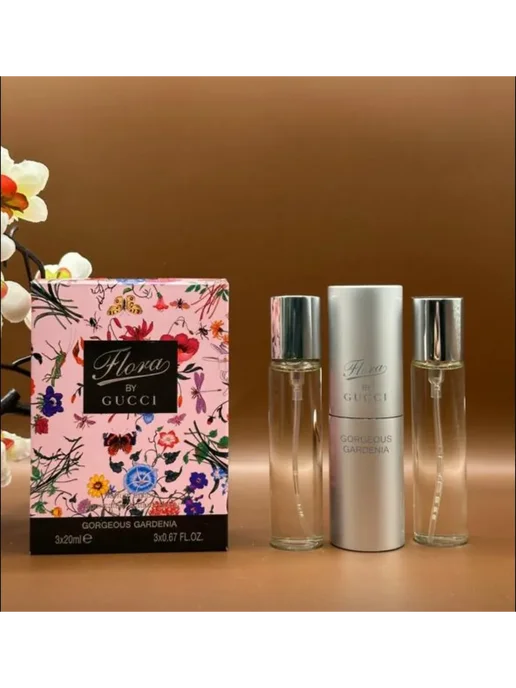 Духи миниатюрки Мини набор духов Gucci By Flora Gorgeous Gardenia, 3 шт, фото 2