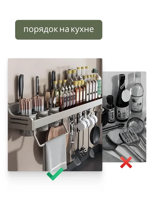 Полка для кухни настенная, серый, фото 3