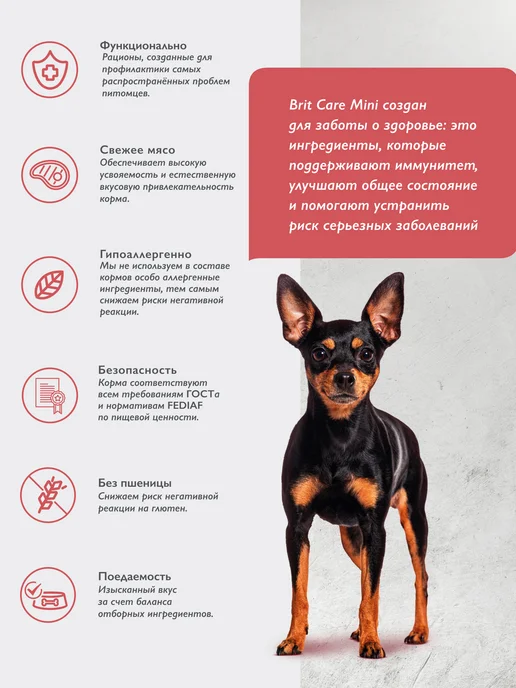 Сухой корм Brit care Привередливых для собак, мелкие, 1,5 кг, фото 4