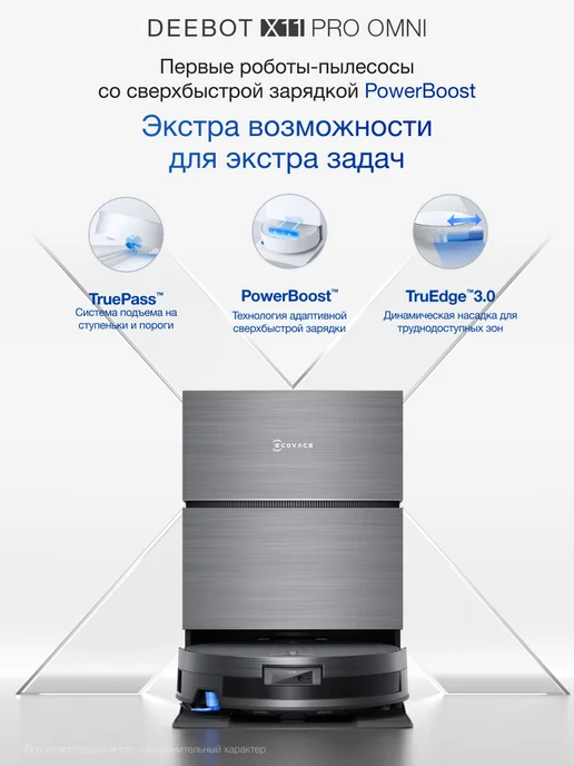 ECOVACS Робот-пылесос с влажной уборкой DEEBOT X11 PRO OMNI, черный, фото 2