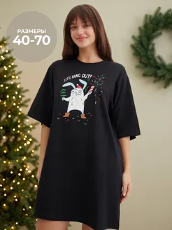 Платье футболка новогодняя больших размеров
