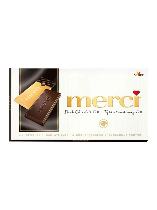 Шоколад горький Merci 72 % какао, 100г, 100 г