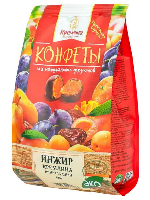 Конфеты глазированные Кремлина Инжир шоколадный, 190г, 190 г
