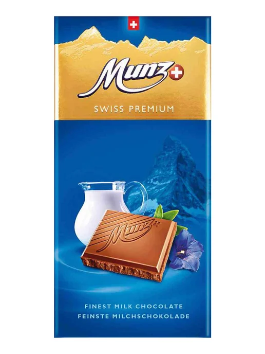 Шоколад молочный Munz+, 100г, 100 г