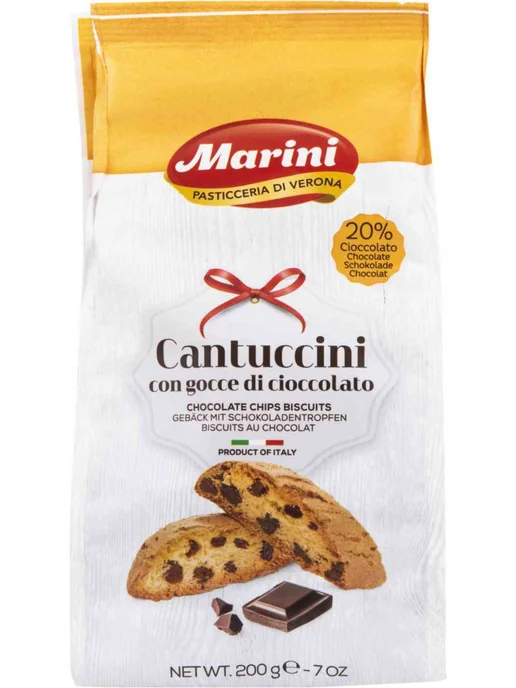 Печенье Marini Cantuccini Шоколадное, 200г, 200 г, фото 2