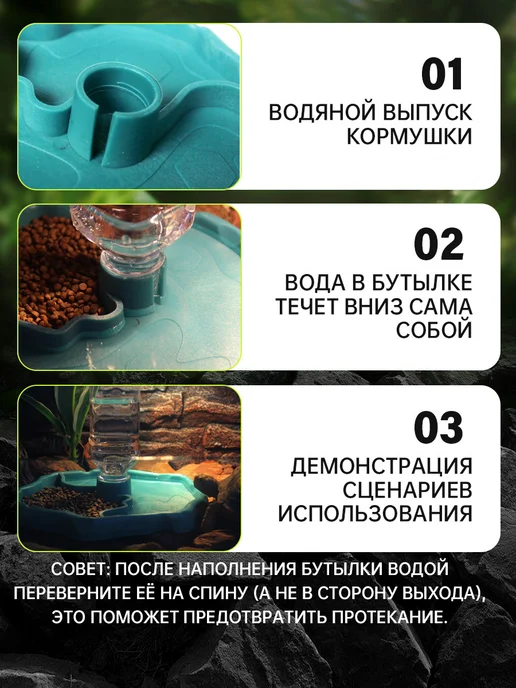 Кормушка поилка для рептилий и черепах в террариум, зеленый, фото 6
