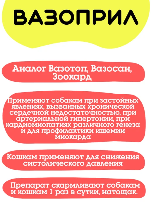 Вазоприл 1,25мг 30табл (аналог Вазотоп, Зоокард), 1 25мг, фото 2