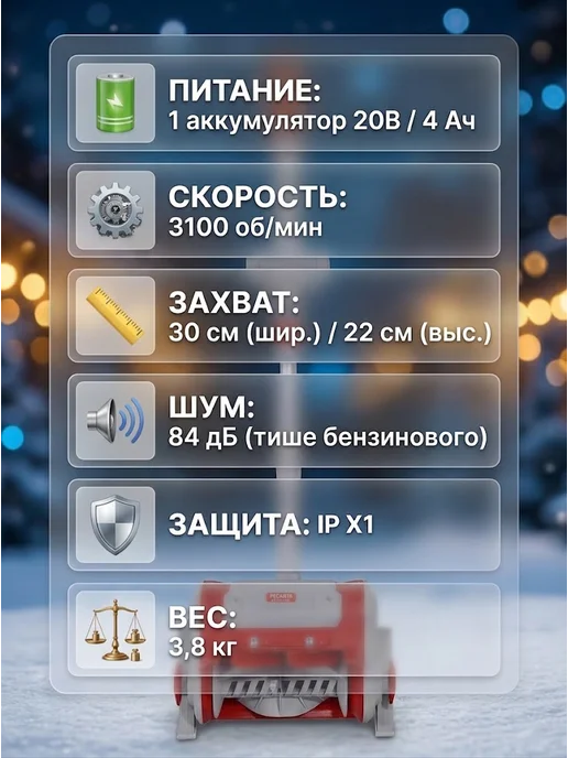 Снегоуборщик аккумуляторный мощный СЭ 20-ЛИ — фото 3