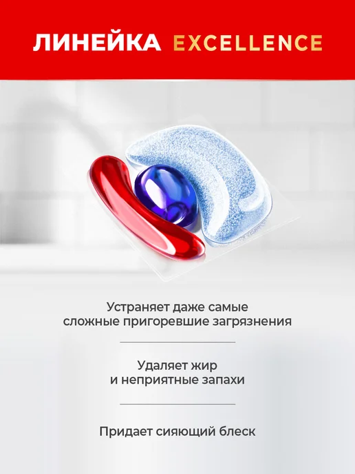СОМАТ Капсулы для посудомоечной машины Экселленс 4в1, 100шт, 100 шт, фото 8