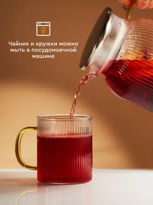 EVERSE Чайный набор на 2 персоны чайник 1000 мл и кружки, 1,2 л, фото 4