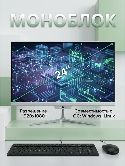 HIP Моноблок 24", Intel Core i5,SSD 512ГБ, RAM 16ГБ, 512 ГБ, 16 ГБ, фото 2