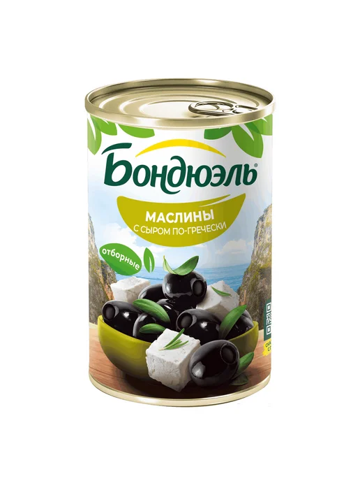 Бондюэль Маслины с сыром по-гречески без косточки, 300г, 300 г