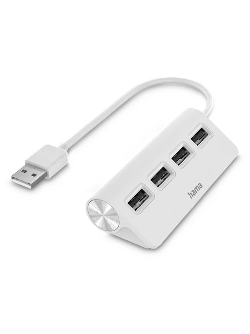 HAMA USB Хаб, 4 порта, 4x USB-A - USB 2.0, 480 Мбит с, белый, фото 2