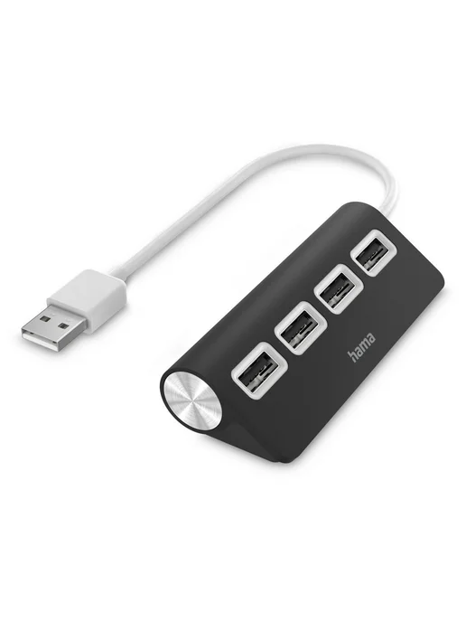 HAMA USB Хаб, 4 порта, 4x USB-A - USB 2.0, 480 Мбит с, черный, фото 2