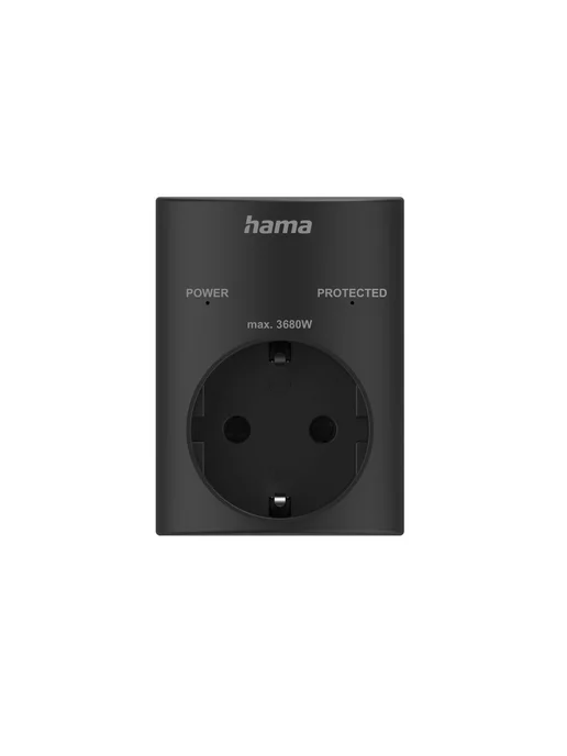 HAMA Сетевой фильтр, на 1 розетку, 16А 3680Вт, белый, 3680 Вт, черный, фото 3