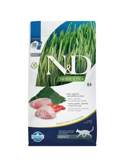 Сухой корм Farmina Кошек Spirulina для собак, ягненок, 1,5 кг