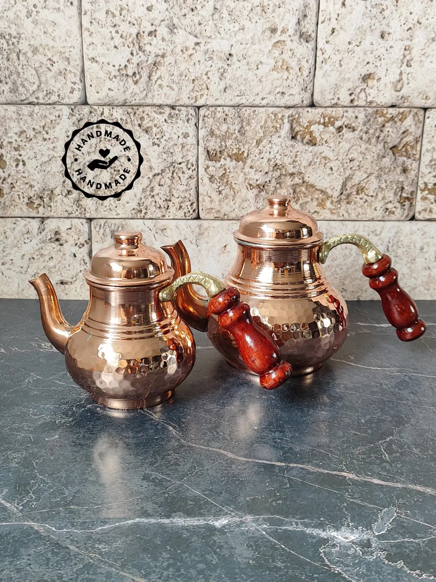 Çift Katlı Bakır Demlik, El Yapımı 500 ml + 900 ml, Türkiye 2