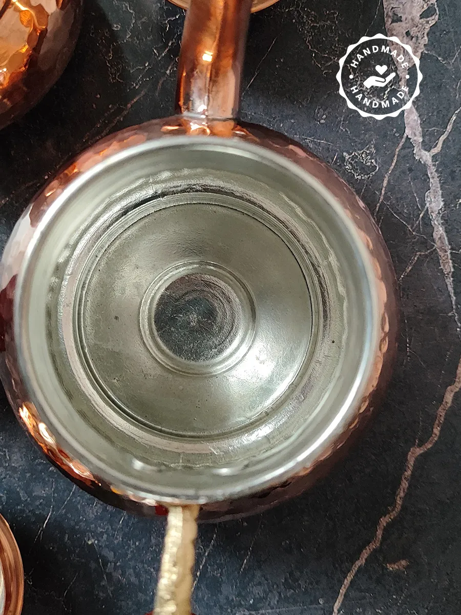 Çift Katlı Bakır Demlik, El Yapımı 500 ml + 900 ml, Türkiye 4
