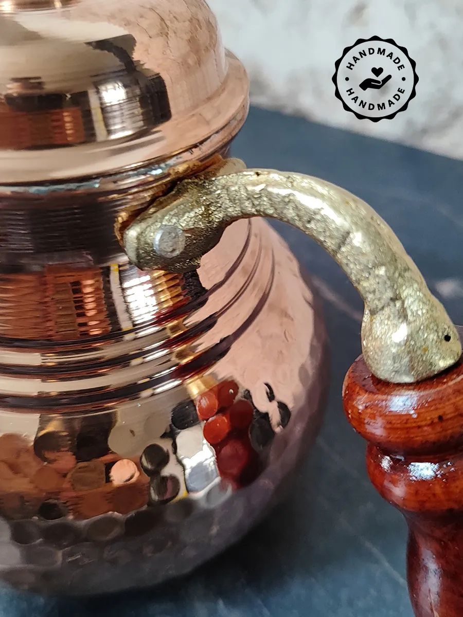 Çift Katlı Bakır Demlik, El Yapımı 500 ml + 900 ml, Türkiye 5