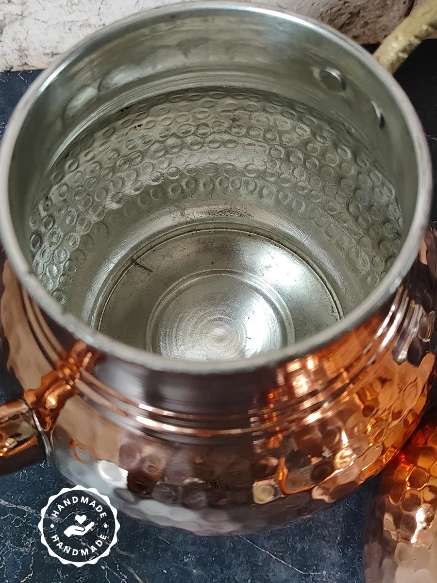 Çift Katlı Bakır Demlik, El Yapımı 900 ml + 1800 ml, Türkiye 4