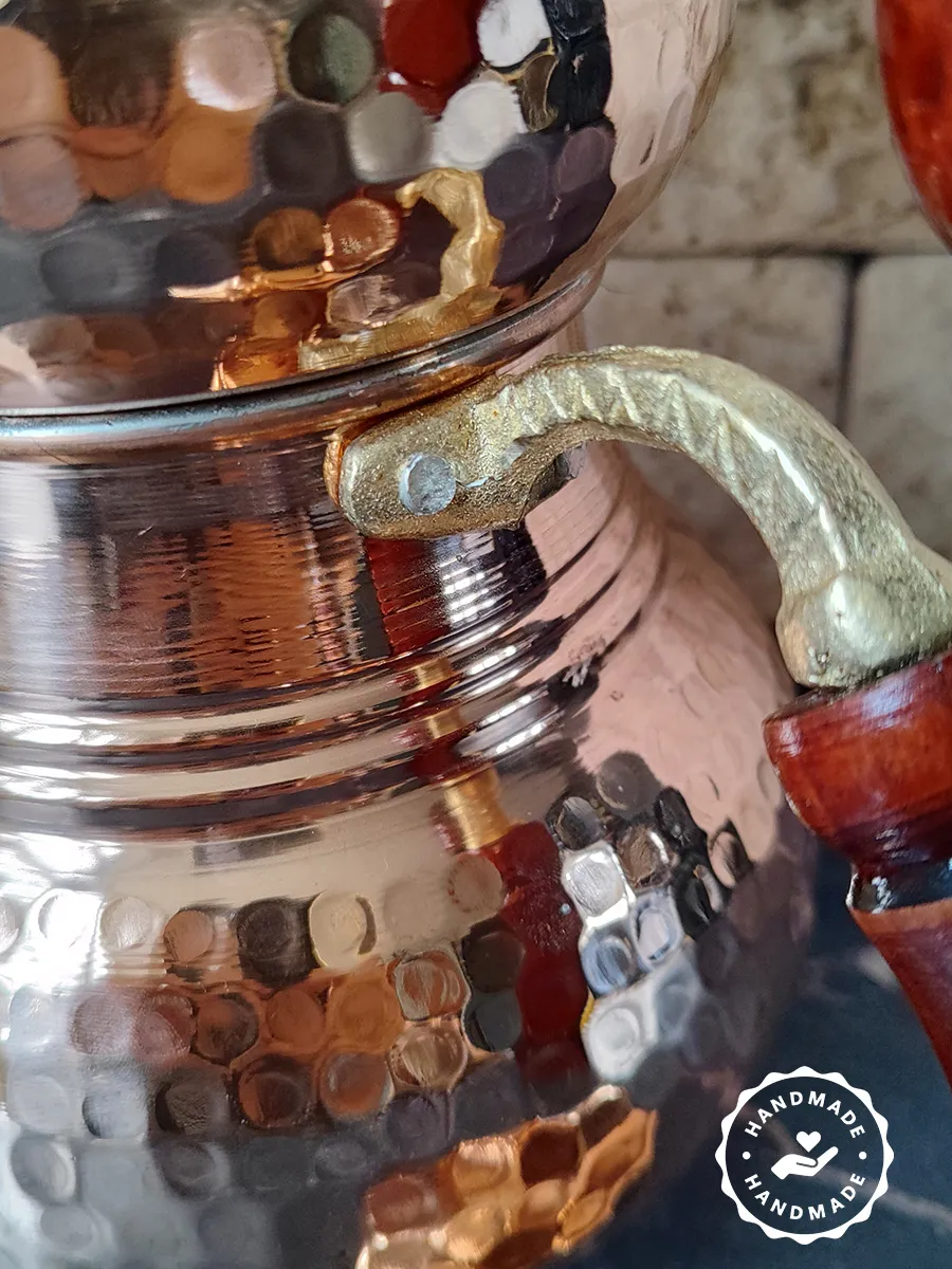 Çift Katlı Bakır Demlik, El Yapımı 900 ml + 1800 ml, Türkiye 5