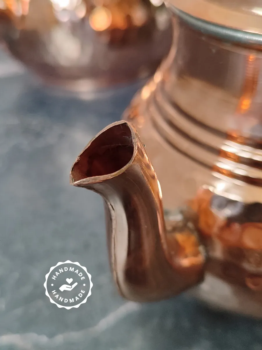 Çift Katlı Bakır Demlik, El Yapımı 900 ml + 1800 ml, Türkiye 6