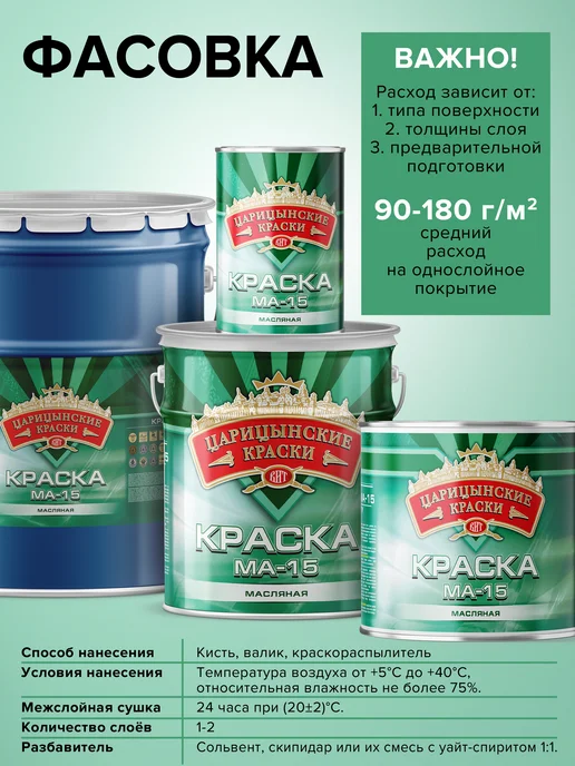 Царицинские Краски Краска масляная по металлу морская волна МА-15 2.6 кг, 2,6 кг, фото 6