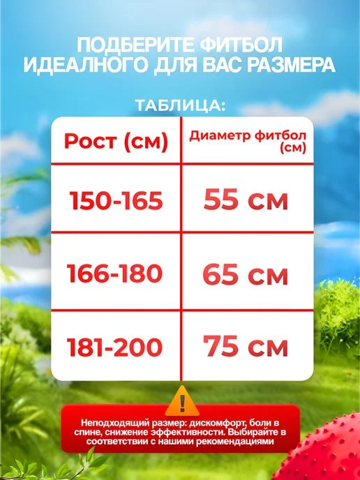 Фитбол массажный 55 см, мяч гимнастический с насосом, красный, фото 6
