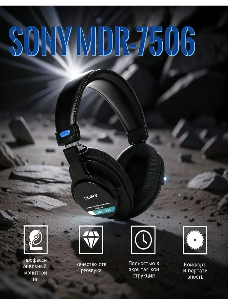 SONY Закрытые наушники MDR-7506 для профессиональной