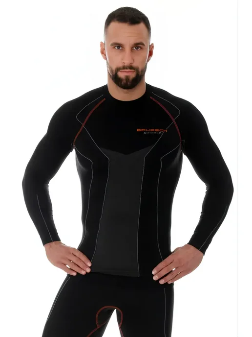 Brubeck Термобелье лонгслив Thermo Protect спортивный зимний, черный
