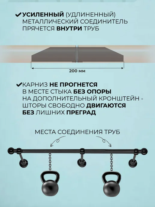 Карниз для штор металлический трубный двухрядный 400 см, серый, фото 3