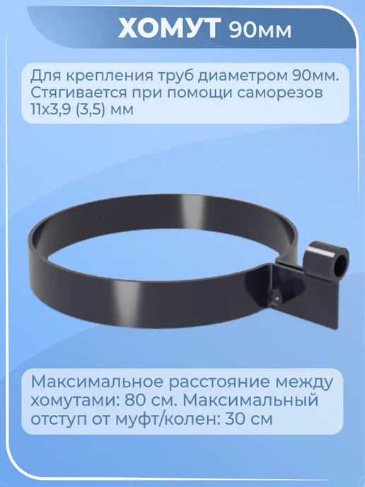 Grand Line Хомут для водосточной трубы 90 мм графит 3 шт, 3 шт, фото 2