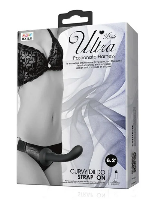 baile Ultra Harness Curvy Dildo — страпон с изогнутой головкой, черный, фото 7