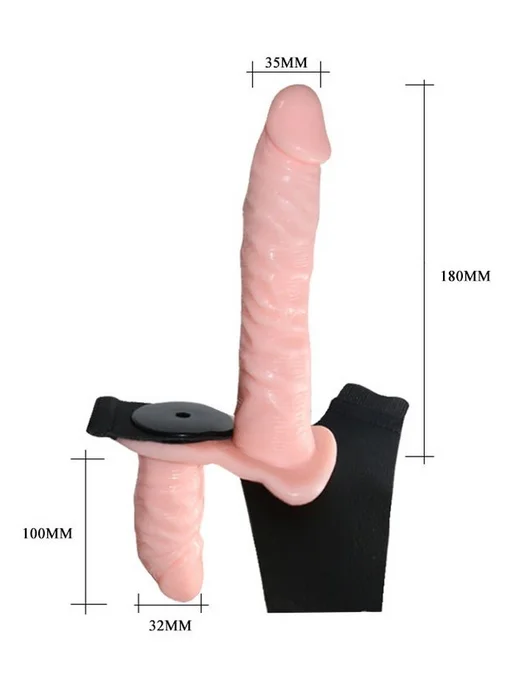 baile Double Heads strap-on — женский страпон на эластичных, черный, фото 7