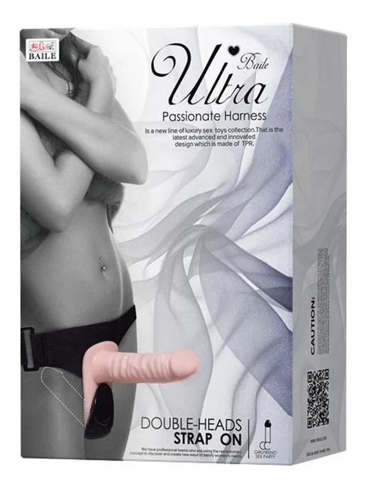 baile Double Heads strap-on — женский страпон на эластичных, черный, фото 8