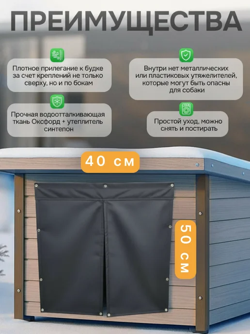КАСАТ.И Шторка для будки утепленная, 40*50 см, вариант, фото 2