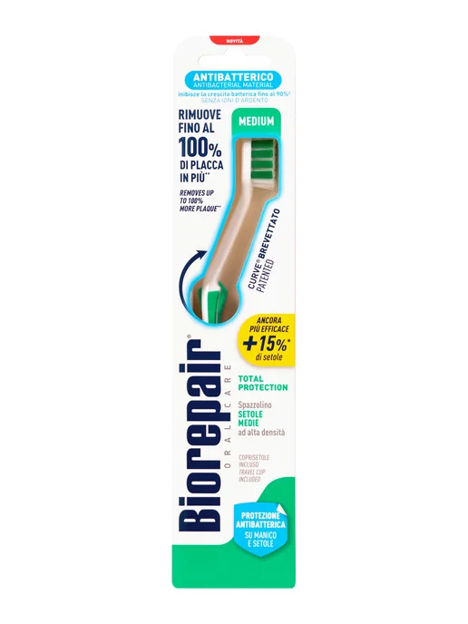 Biorepair Зубная щетка изогнутая для комплексной защиты, зеленая, зеленый, фото 2