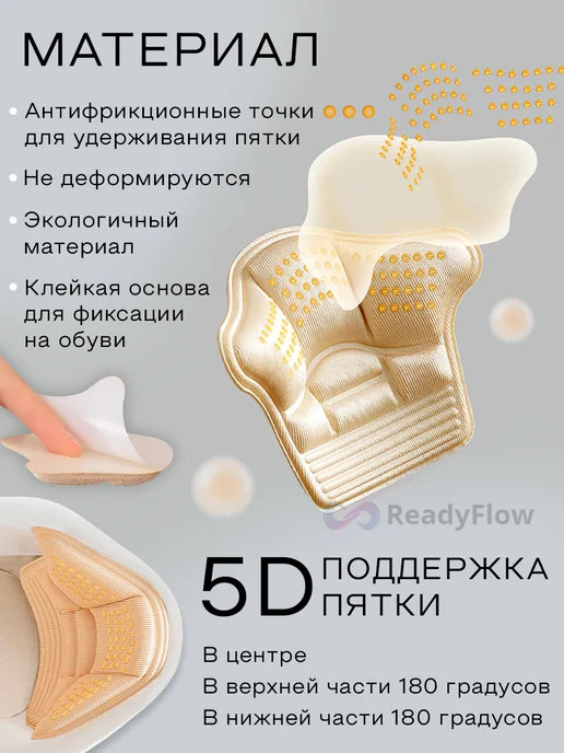 ReadyFlow Вкладыши для обуви под пятку 10мм задник напяточник 4шт, 4 шт, фото 3