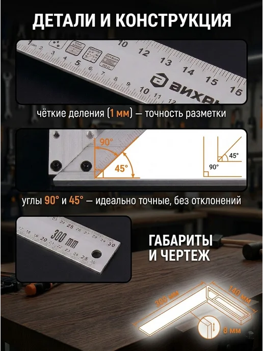Угольник столярный 300 мм — фото 4