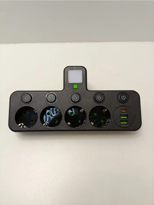 Сетевой фильтр 4 розетки 2 Usb и 1 Type-c, черный, фото 4
