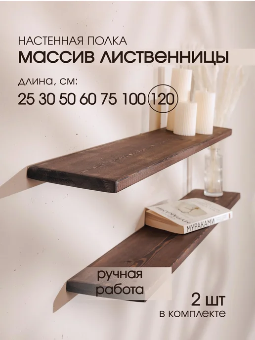 THE_BROTHERS Полка настенная деревянная, черный