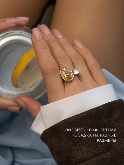 Аксессорика Кольцо бижутерия крупное двойное Accessorica, крупное разъемное с двумя, фото 6