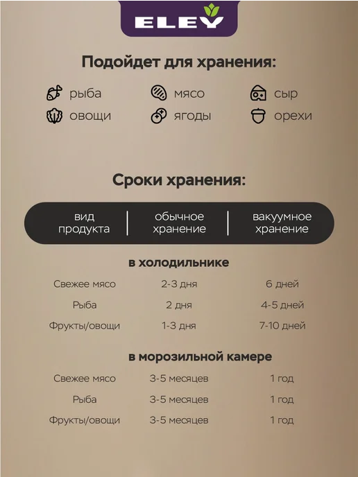 ELEY Набор многоразовых вакуумных пакетов 26 х 34см, М, 5шт, 5 шт, фото 4