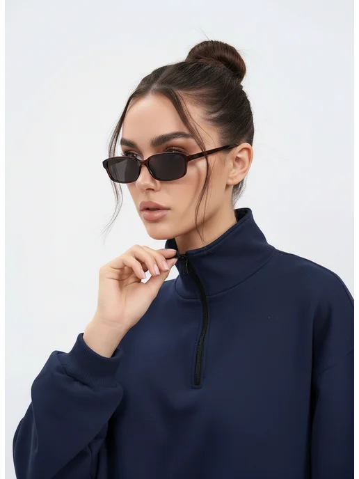 Shin store Свитшот оверсайз без начеса, синий, фото 3