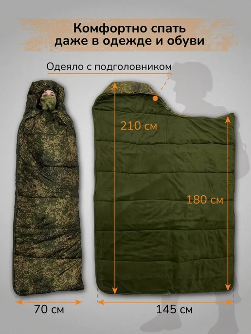 Стена Спальный мешок зимний на флисе, черный, фото 2