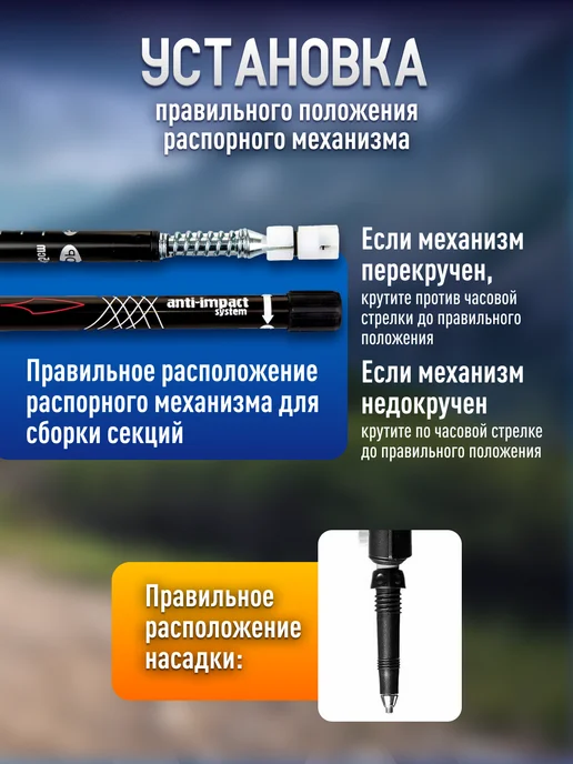 Блин-да-Гриф Палки для скандинавской ходьбы складные трекинговые 65-135, черный, фото 6