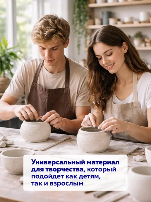 Brauberg Глина для лепки самозатвердевающая без обжига 2 кг белая, 2 кг, фото 8