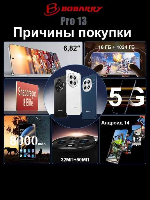 Смартфон Bobarry Mate70 16/16 ГБ, голубой, фото 3