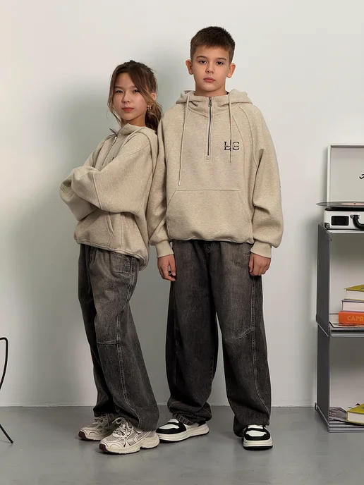 Kids.fly Джинсы для мальчика багги подростковые, серый, фото 2