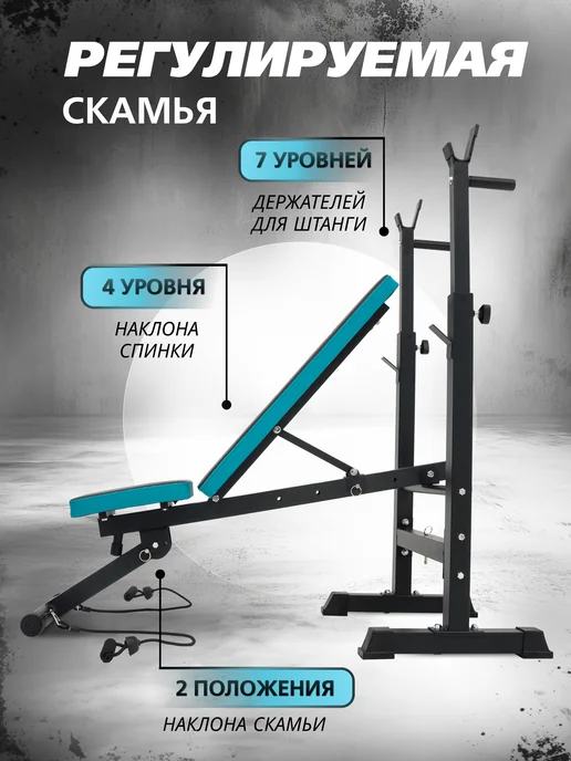 Скамья спортивная для жима и пресса, голубой, фото 3